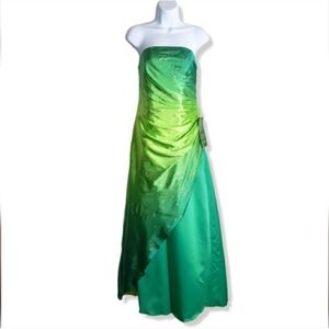 Elegant Green Ombre Strapless Dress Prom